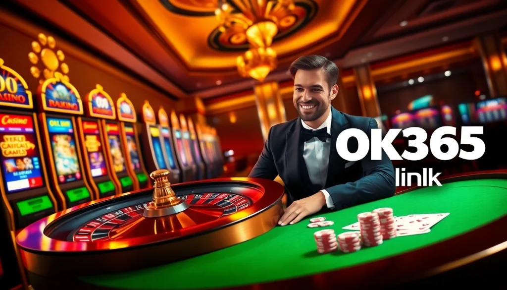 Experience the excitement of winning with OK365 link at a vibrant casino scene full of games and betting!