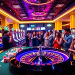 Experience the thrilling essence of gambling at HM88 with vibrant casino tables and interactive slot machines.