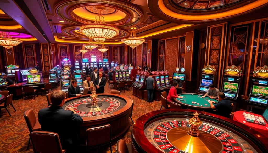 Players enjoying a thrilling gaming experience at XX88's luxurious online casino.
