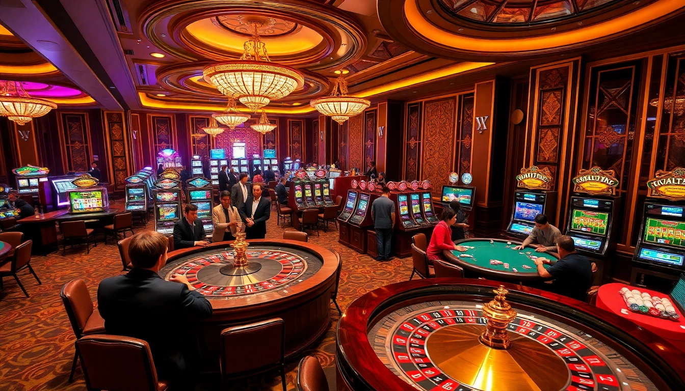 Players enjoying a thrilling gaming experience at XX88's luxurious online casino.