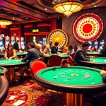 Experience the allure of rikvip with players enjoying poker and roulette in an upscale casino setting.