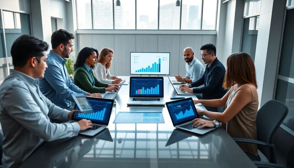 Engaging team collaboration scene highlighting Logo destek services in a modern office.