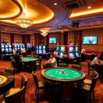 Players enjoying live casino action at https://thabet.vegas/ with vibrant slot machines and poker tables.