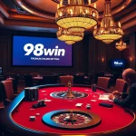 Players enjoying a thrilling poker game at 98win's luxurious casino table environment.
