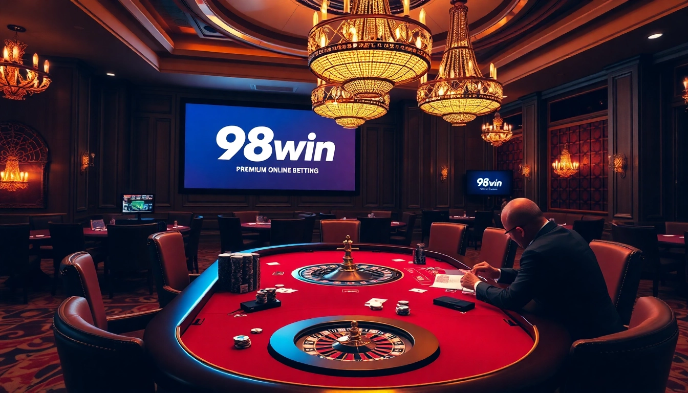 Players enjoying a thrilling poker game at 98win's luxurious casino table environment.
