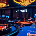78WIN casino atmosphere with vibrant games, poker action, and exciting betting moments.