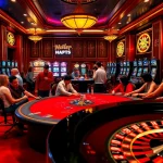 Engage in thrilling gameplay at https://nk88.diy/ with a vibrant casino scene featuring poker tables and high-stakes action.