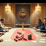 Experience high-stakes poker action at a luxurious casino table featuring DR88.
