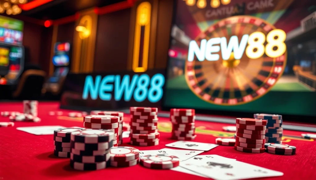 Engaging scene highlighting the excitement of the NEW88 link in online gambling.