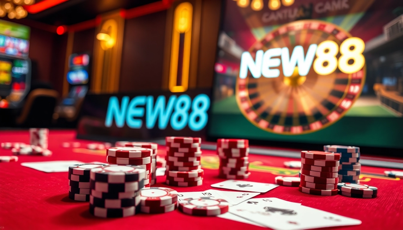 Engaging scene highlighting the excitement of the NEW88 link in online gambling.