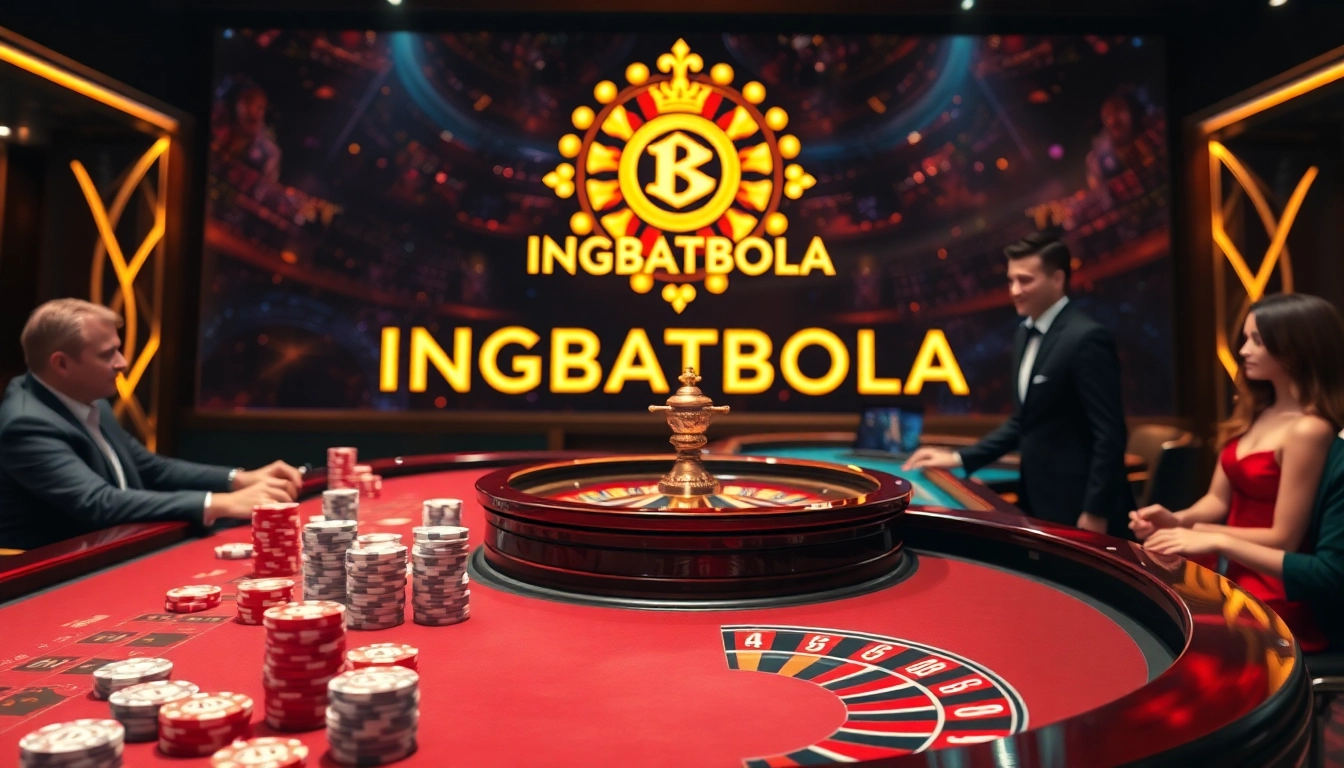 Players enjoying an exciting game at Ingatbola online casino with vibrant betting scenes and luxurious decor.