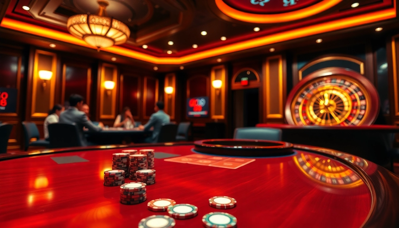 Excited players at a luxurious poker table in the GOOD88 casino.