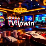 Experience the thrill of online gambling at Vipwin, featuring vibrant casino tables and colorful games.