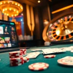 Experience thrilling gaming at nhà cái 9WIN with poker chips and vibrant casino elements.