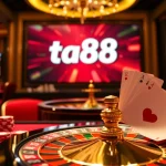 The thrilling ta88 online casino experience with vibrant chips and a roulette wheel.