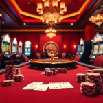 Experience thrilling gameplay at zbet me with vibrant casino visuals featuring poker tables and slot machines.