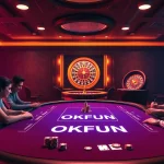 Players enjoying a thrilling poker game at OKFUN, featuring vibrant slot machines and engaging betting interfaces.