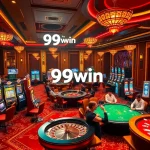 Experience the excitement of winning at 99win with vibrant casino slots, poker tables, and colorful chips.