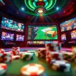 Exciting online gaming scene featuring ev88win.live with vibrant colors and casino elements.