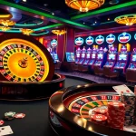 Players engaging with various tables and machines showcasing sc88 logo in a lively casino atmosphere.