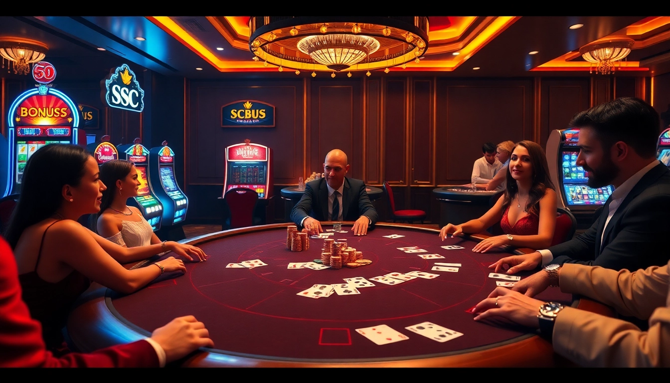 Experience SC88's thrilling poker action with high-stakes bets and vibrant casino ambiance.
