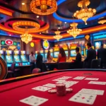 Captivating scene of casino gaming focused on soi cầu lô kép with vibrant roulette and poker elements.