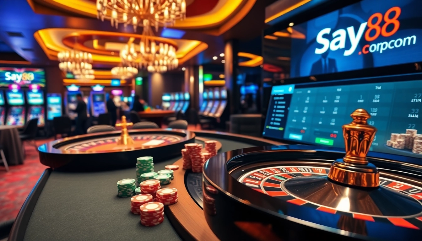 Experience the excitement of online gambling at say88 com, featuring vibrant casino tables and engaging games.