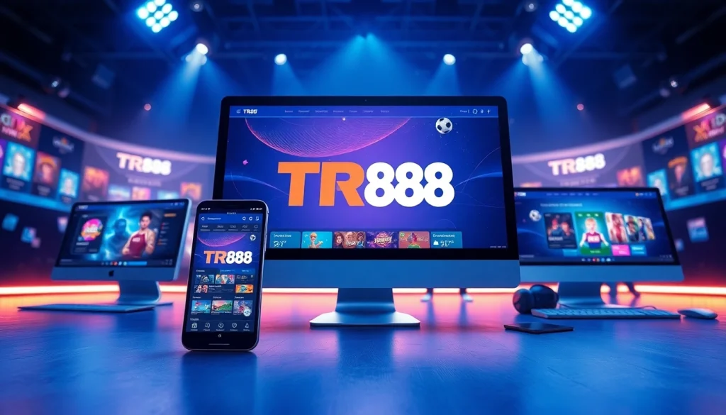 Engaging TR88 online entertainment platform interface on multiple devices
