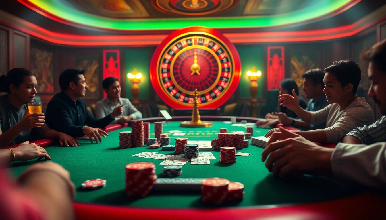 Experience the thrill of keo nha cai with vibrant poker action in a luxurious casino setting.