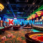 Engaging KUWIN online gambling scene with vibrant casino tables and exciting game elements.