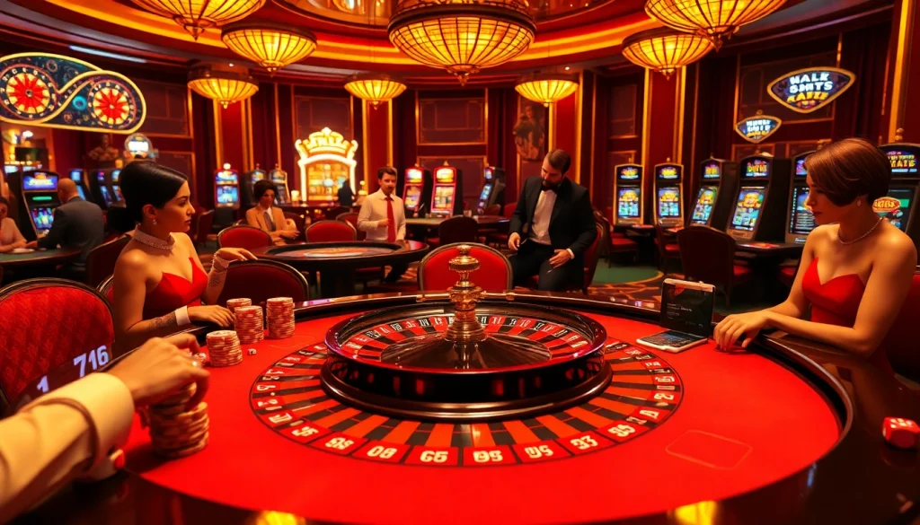 Engage in high-stakes excitement at bl555.pink with an upscale casino scene featuring roulette and elite players.