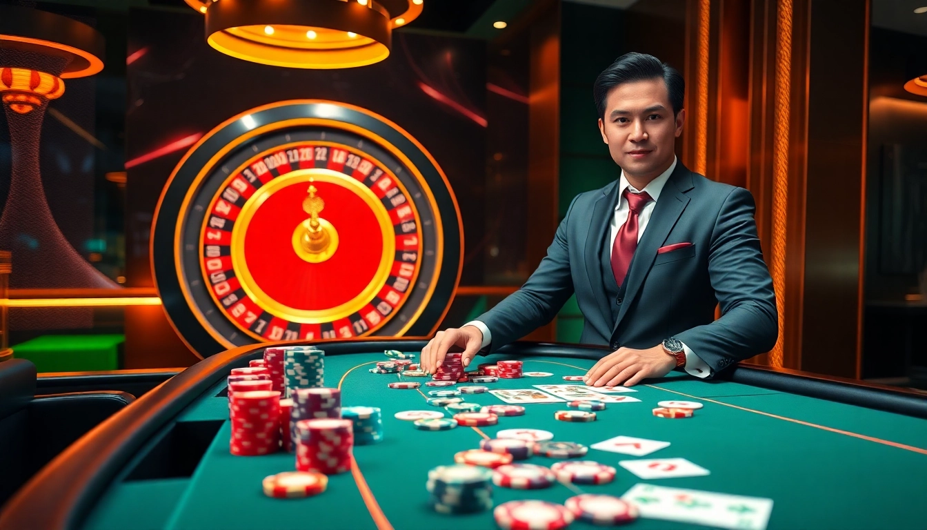 GO88 online casino scene with vibrant poker table and roulette wheel.