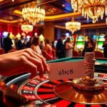 Players place bets at a luxurious casino table, featuring ABC8 chips.