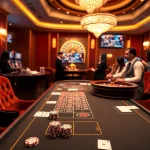 Exciting casino scene with poker chips and online interface from rikvip.gb.net.