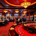 Engaging casino scene highlighting KING88 excitement with roulette tables and eager players.