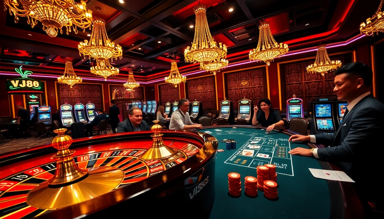 Experience thrilling gaming at VJ88 Casino with exciting roulette and poker action.