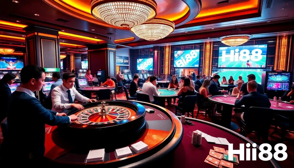 Experience the thrill of gambling at Hi88 with a lively casino atmosphere filled with poker and roulette.