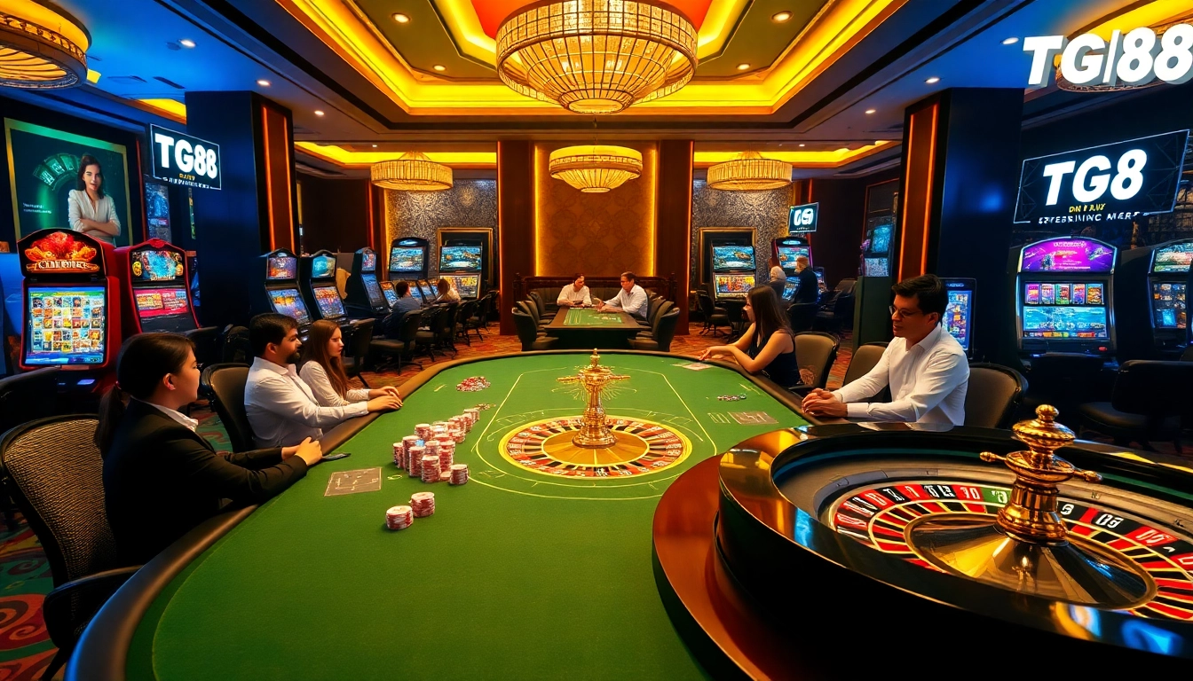 Experience thrilling games at TG88 with vibrant casino tables and exciting slot machines.