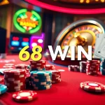 Players engaging in a vibrant game at the 68WIN casino table, surrounded by colorful chips and excitement.