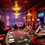 Experience thrilling gameplay at https://vua99.lat/ with vibrant casino visuals featuring spinning slot machines and poker chips.