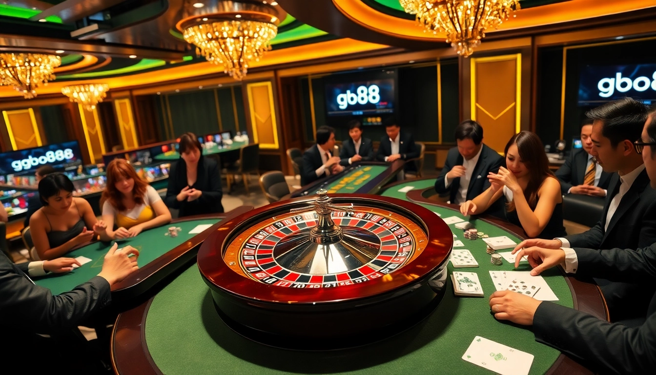 Experience the thrill of gaming with the g88 roulette wheel in an elegant casino setting.