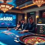 Experience high-stakes poker action at Luck888 casino with vibrant tables and professional players.
