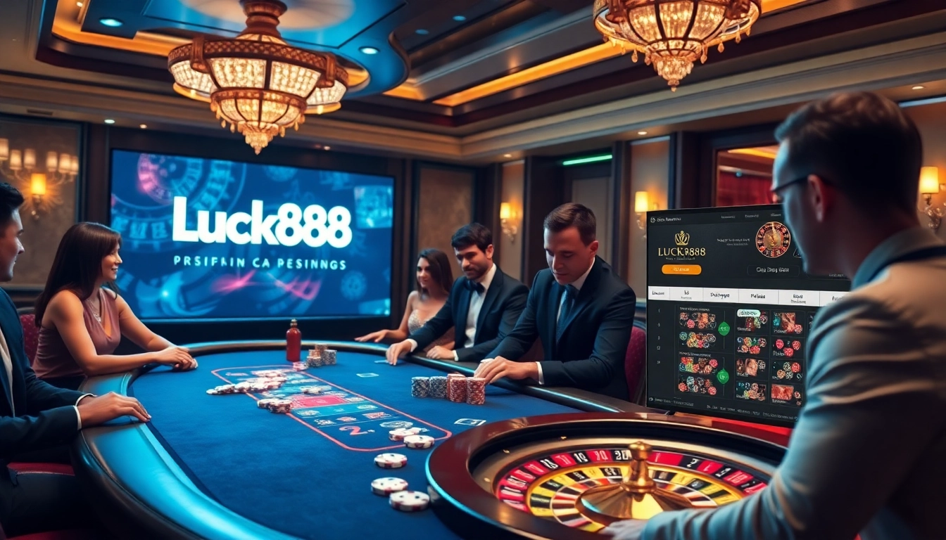 Experience high-stakes poker action at Luck888 casino with vibrant tables and professional players.