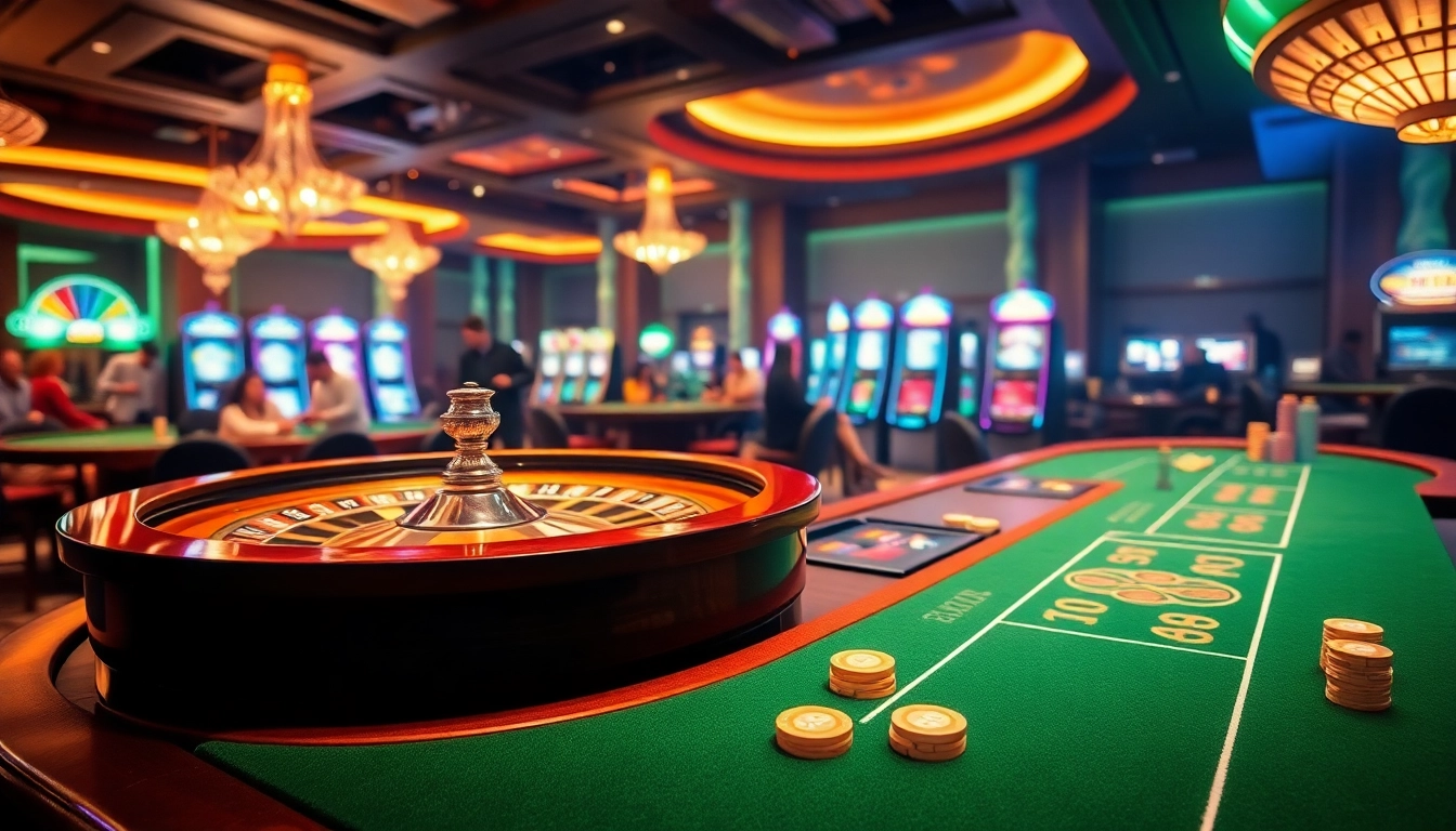 Experience the excitement of winning at 777VIP's luxurious casino with vibrant tables and energetic players.