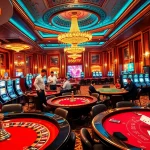 Exciting gaming atmosphere at https://88vv.com.de/ with players engaging at poker tables and roulette wheels.