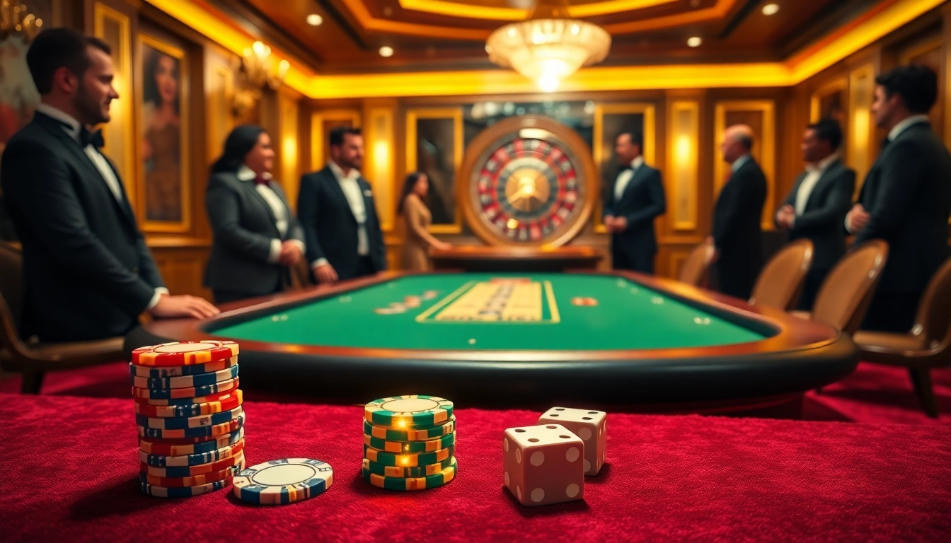 Exciting casino scene with players at King 88 poker table surrounded by chips and dice.
