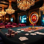 Play poker with PS99 chips on a luxurious casino table surrounded by excitement.