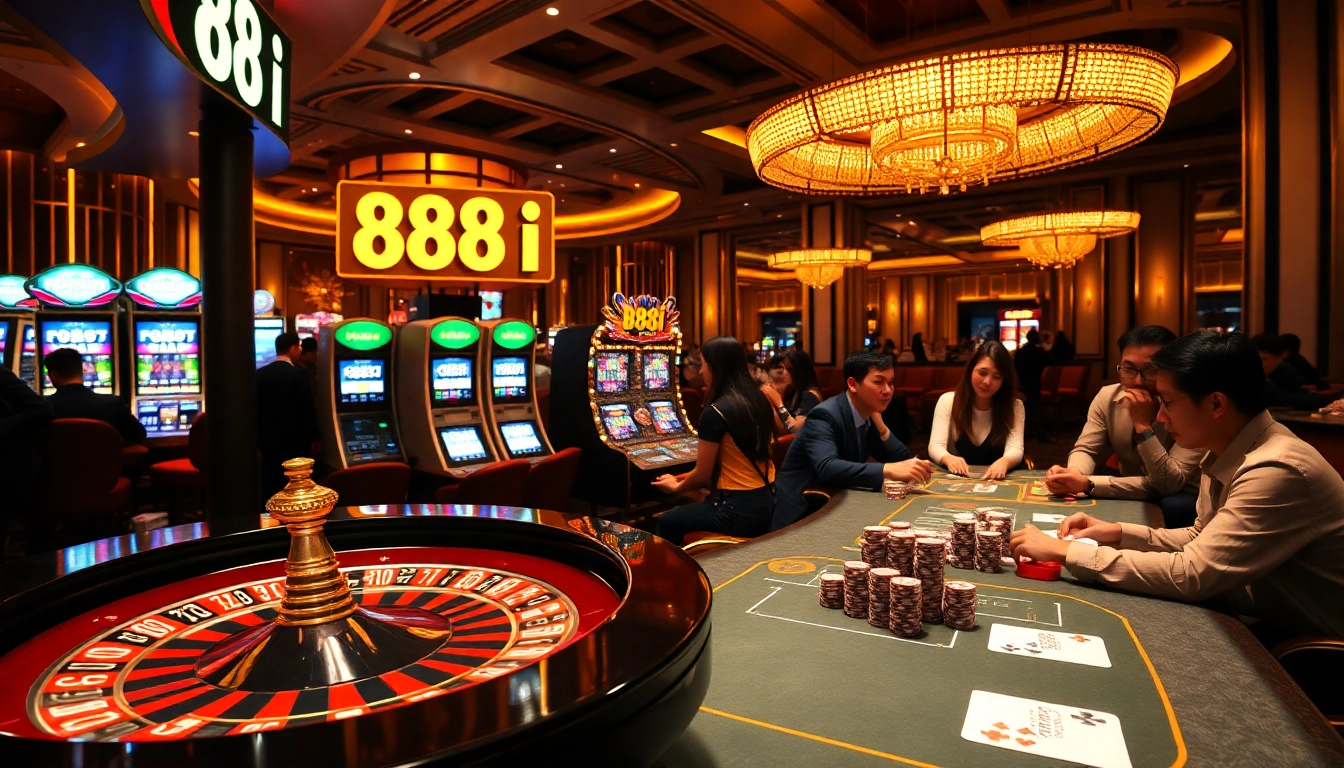 Players strategizing around the poker table featuring the energetic vibe of 88i gambling.