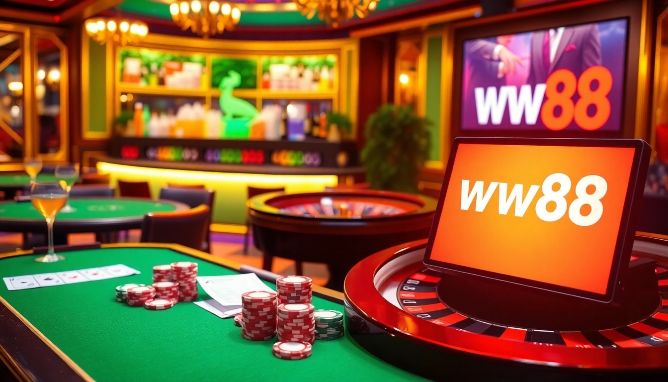 Engaging casino scene featuring link vào ww88 with vibrant roulette and betting elements.