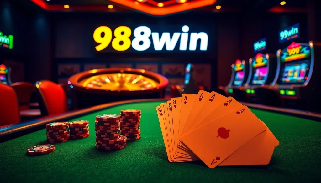 Experience the thrill of playing at 98win casino with vibrant poker and roulette tables.